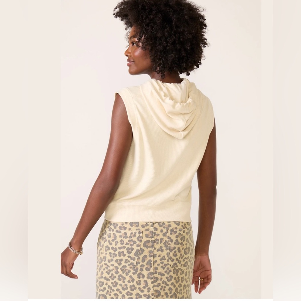 Evereve Zoe Sleeveless Sweatshirt Off White Medium - Picture 4 of 12